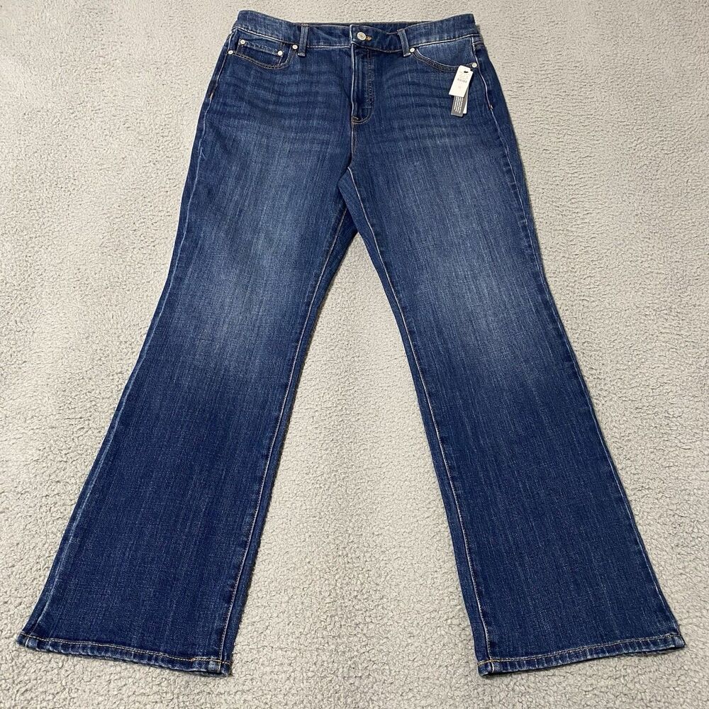 Talbots Barely Boot Jeans Womens 12 (34x30) Blue Slimming Stretch High Rise NEW